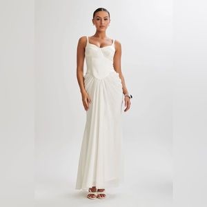 Leila Satin Corset Maxi Wedding Dress - Ivory - 5 stars online